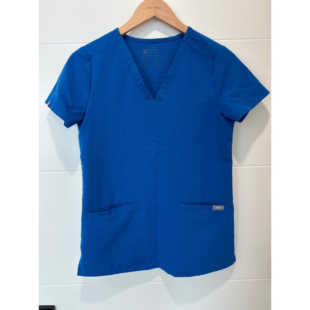 Figs Technical Collection Scrub Top Womens XXS Royal Blue V-Neck Medical Uniform